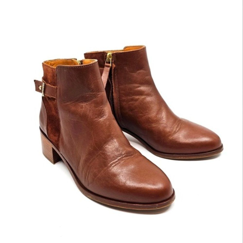 Bobbies Paris Trepidante brown leather ankle zip boots 36